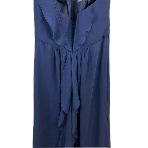 David’s Bridal Navy Long Crinkle Chiffon Bridesmaid Dress NWT Size 6 - Picture 16 of 16